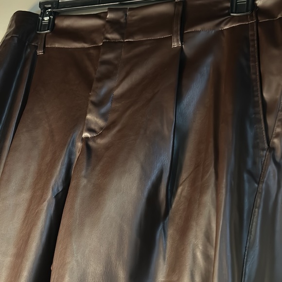 Brown Faux Leather Pants - Picture 2 of 7